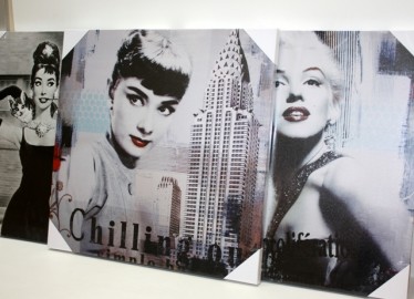 Lienzo Cine Audrey/Marilyn 50x50cm x 3