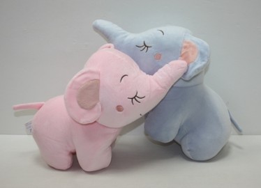 Elefante Peluche Bebe Rosa/Azul 38cm x 2