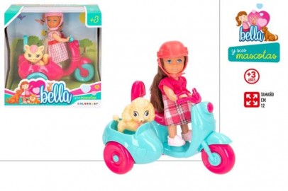 Muñeca Bella con Moto y Mascota