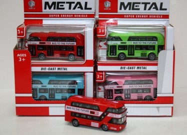 Autobus Metal 2 Pisos en Caja x 12