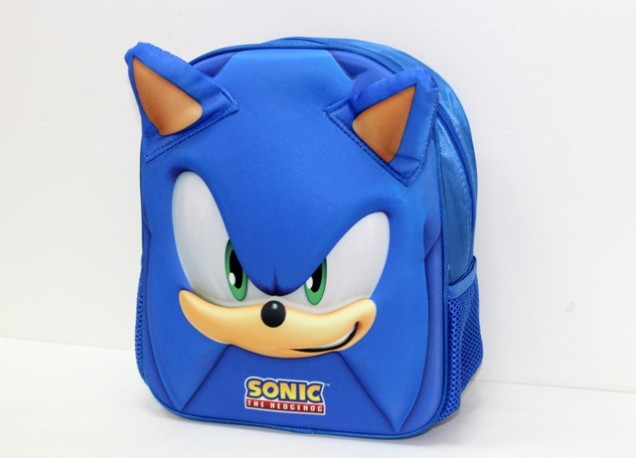 Mochila Relieve 3D Sonic Azul 32cm