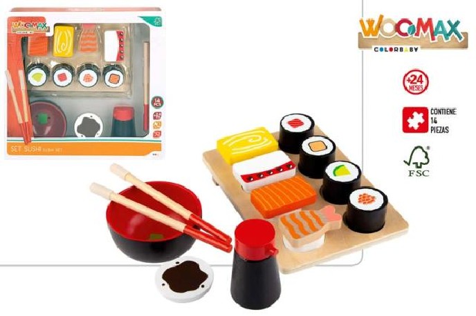 Tabla Sushi Madera 14 Piezas