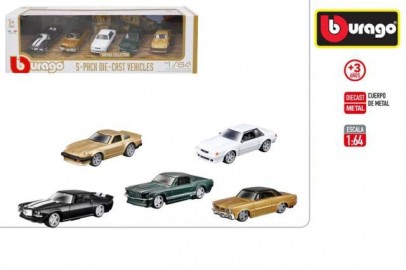 Set 5 Coches Burago Multimarca 1/64