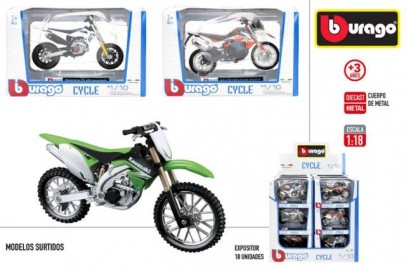 Moto Burago Metal Cross 1/18 X 6 (Expositor de 18)