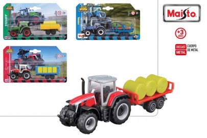 Tractor Maisto Metal con Remolque x 4