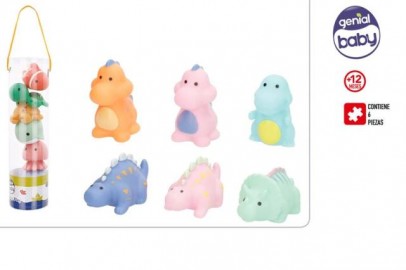 Set 6 Animales marino y dinos Bebe Vinilo en Tubo x 2