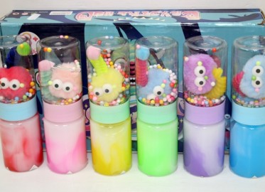 Slime Multicolor con Peluche Pinza Pelo x 6