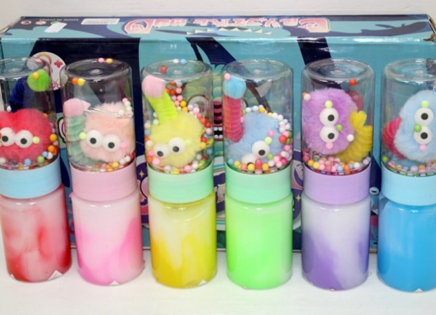 Slime Multicolor con Peluche Pinza Pelo x 6